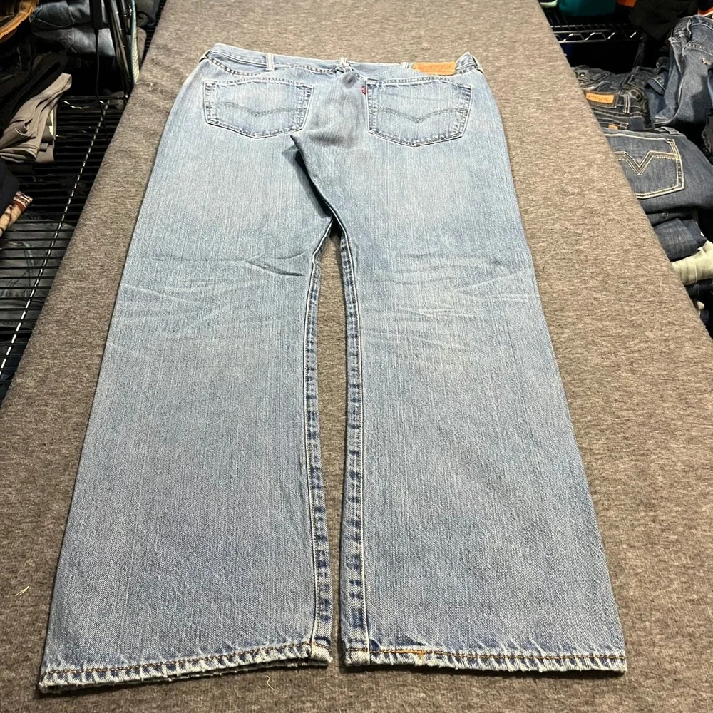 Levis 501 Original Fit Jeans Mens 38x32 Light Wash Blue Premium Denim Straight